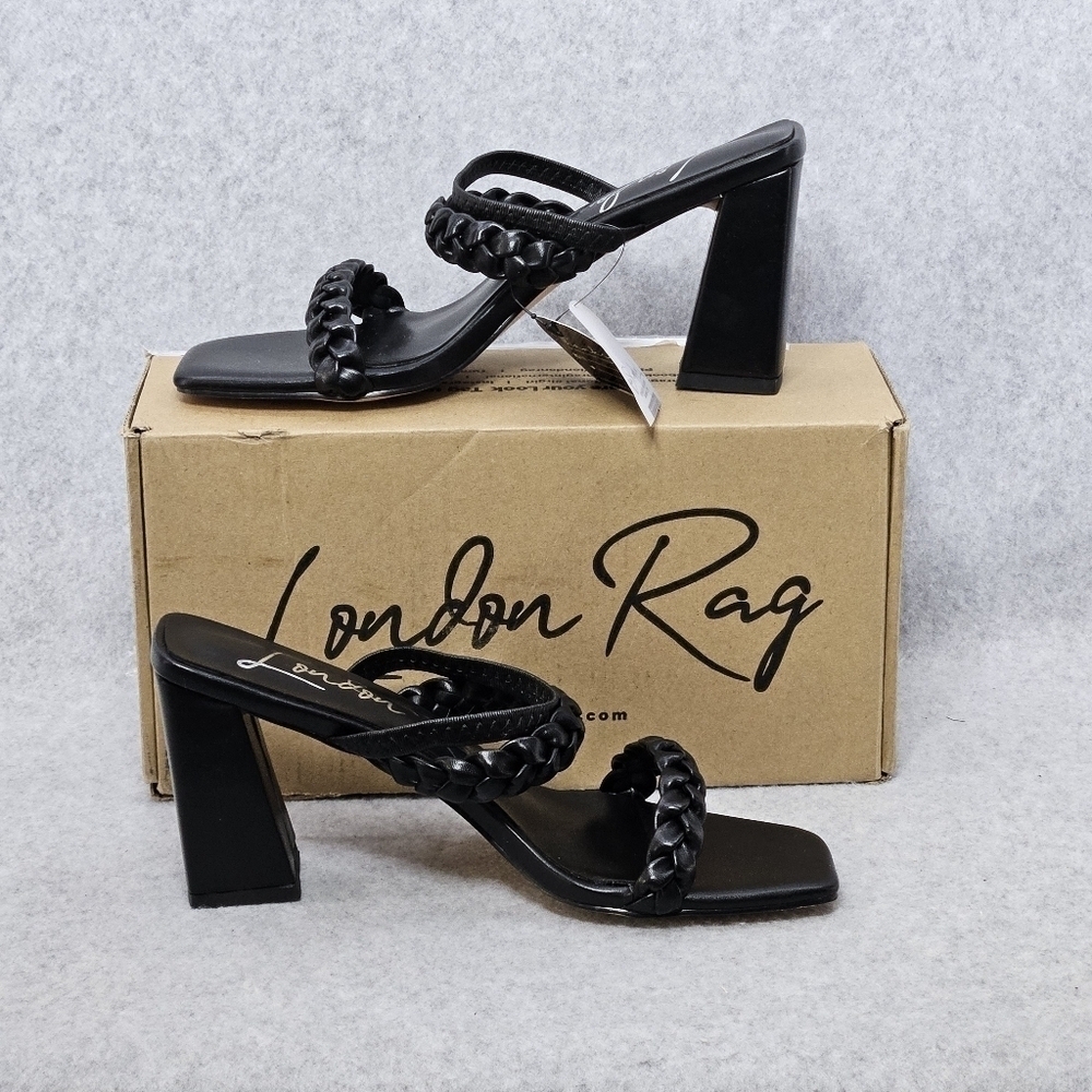 London Rag Woven Strap Block Heel Women's‎ Sandals Size 8
